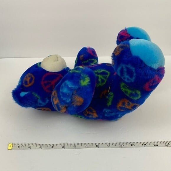 Build a Bear Teddy Bear Peace Signs Sitting Plush Stuffed Animal Blue Green Toy - Picture 9 of 9